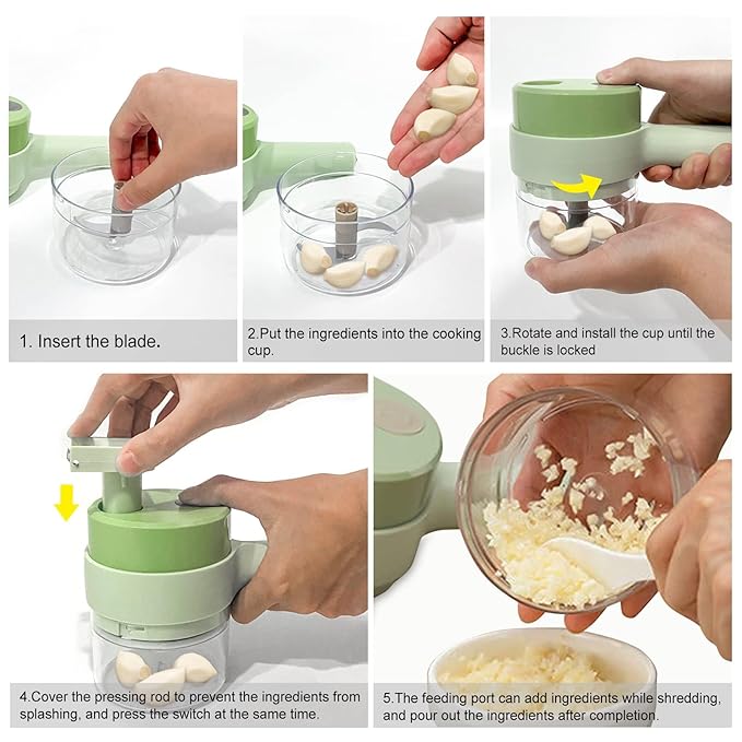 4 in 1 Handheld Electric Vegetable Chopper Cutter Set