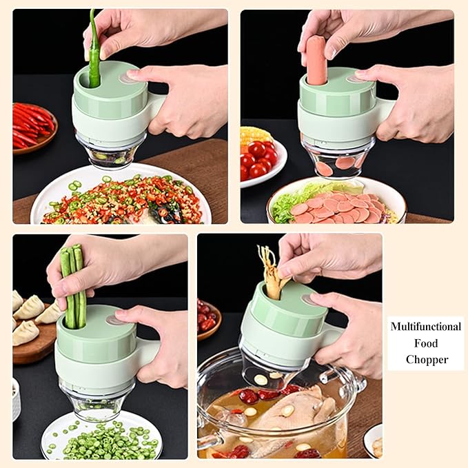4 in 1 Handheld Electric Vegetable Chopper Cutter Set