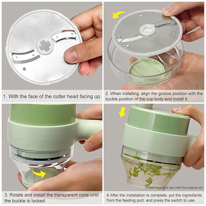 4 in 1 Handheld Electric Vegetable Chopper Cutter Set